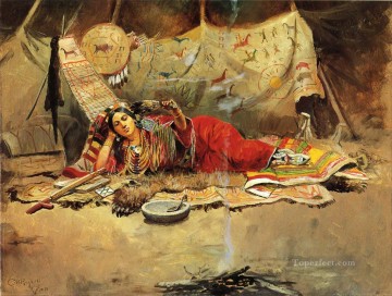 アメリカインディアン Painting - キーオマ 1896年 チャールズ・マリオン・ラッセル アメリカ・インディアン